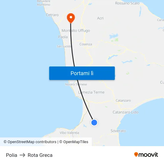 Polia to Rota Greca map