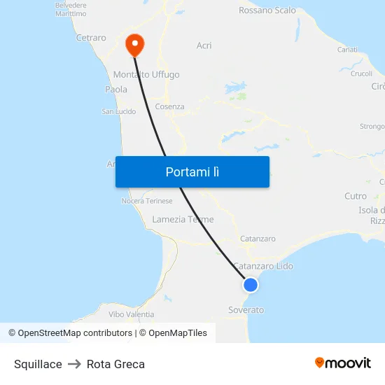 Squillace to Rota Greca map