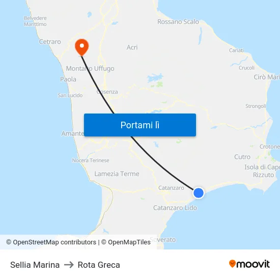 Sellia Marina to Rota Greca map