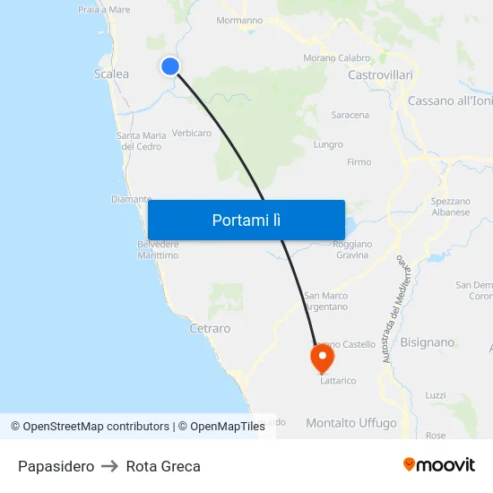 Papasidero to Rota Greca map