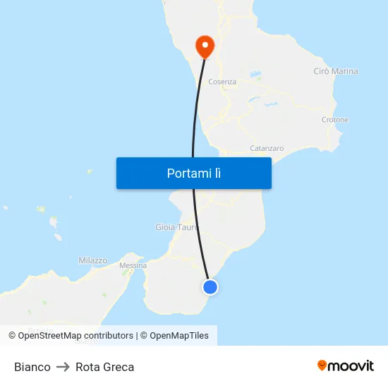 Bianco to Rota Greca map