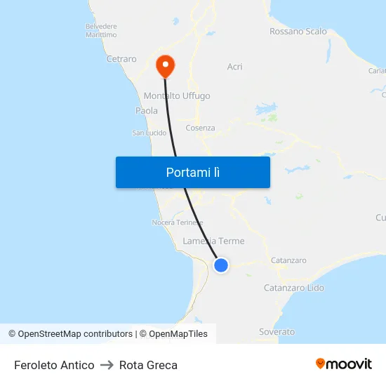 Feroleto Antico to Rota Greca map