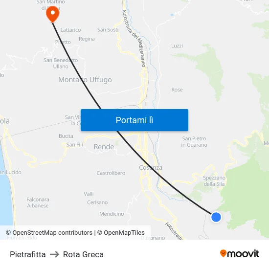 Pietrafitta to Rota Greca map