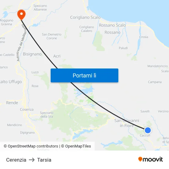 Cerenzia to Tarsia map