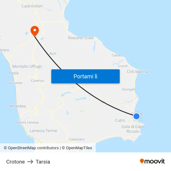 Crotone to Tarsia map