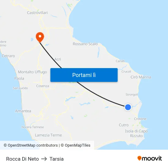 Rocca Di Neto to Tarsia map