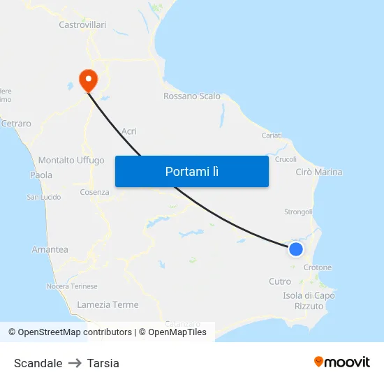 Scandale to Tarsia map