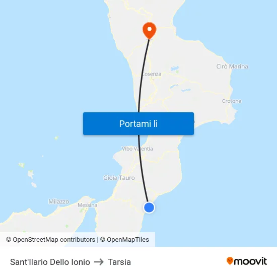 Sant'Ilario Dello Ionio to Tarsia map
