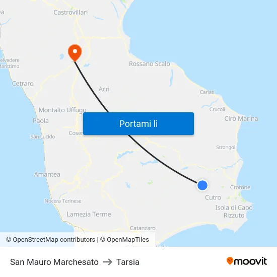 San Mauro Marchesato to Tarsia map