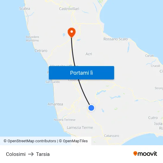 Colosimi to Tarsia map