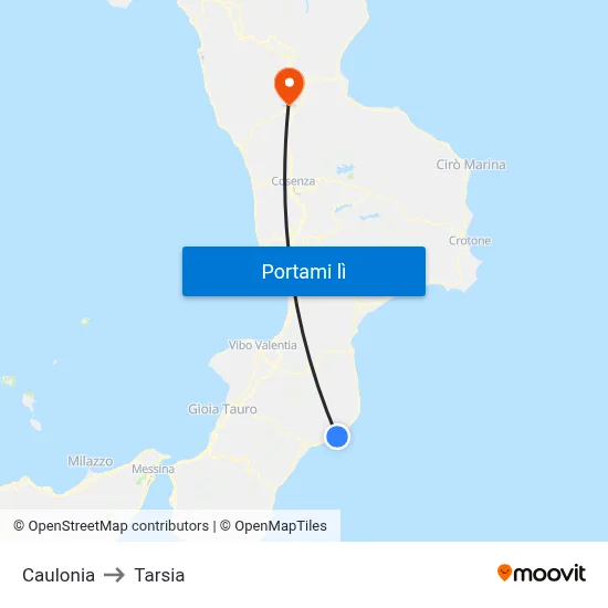 Caulonia to Tarsia map