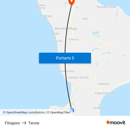 Filogaso to Tarsia map