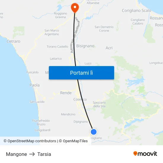 Mangone to Tarsia map
