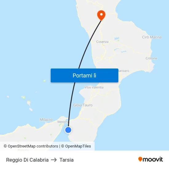 Reggio Di Calabria to Tarsia map