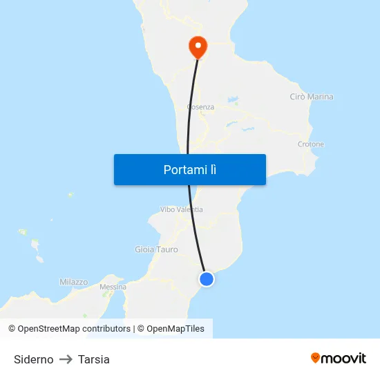 Siderno to Tarsia map