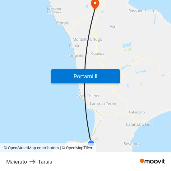 Maierato to Tarsia map