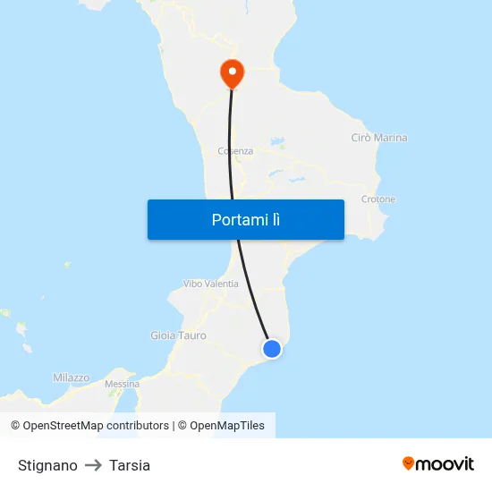 Stignano to Tarsia map