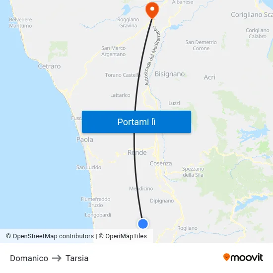 Domanico to Tarsia map