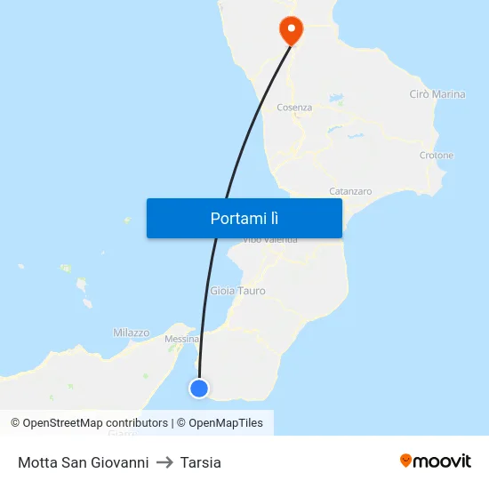Motta San Giovanni to Tarsia map