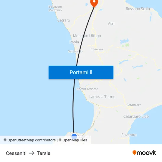 Cessaniti to Tarsia map