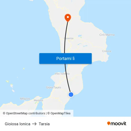 Gioiosa Ionica to Tarsia map