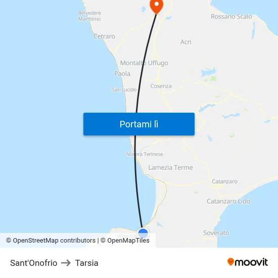 Sant'Onofrio to Tarsia map