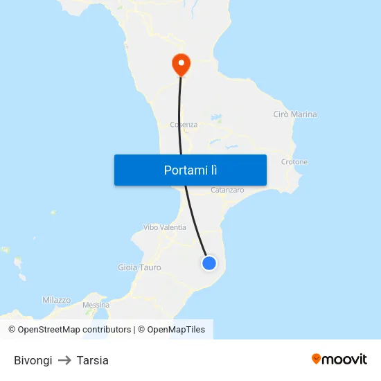 Bivongi to Tarsia map