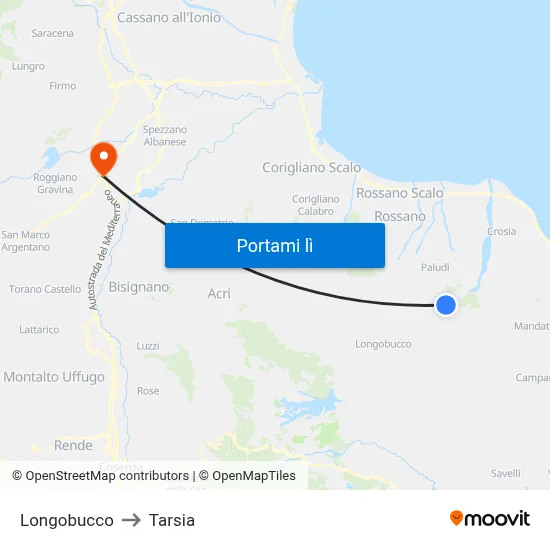 Longobucco to Tarsia map