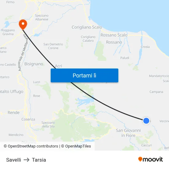 Savelli to Tarsia map