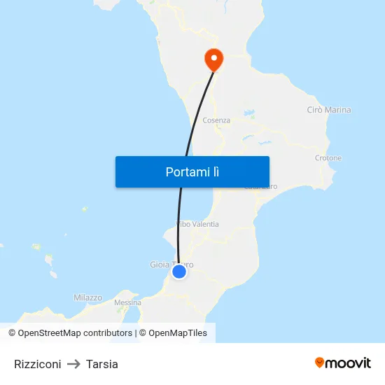 Rizziconi to Tarsia map