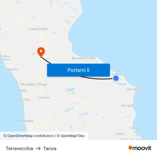 Terravecchia to Tarsia map