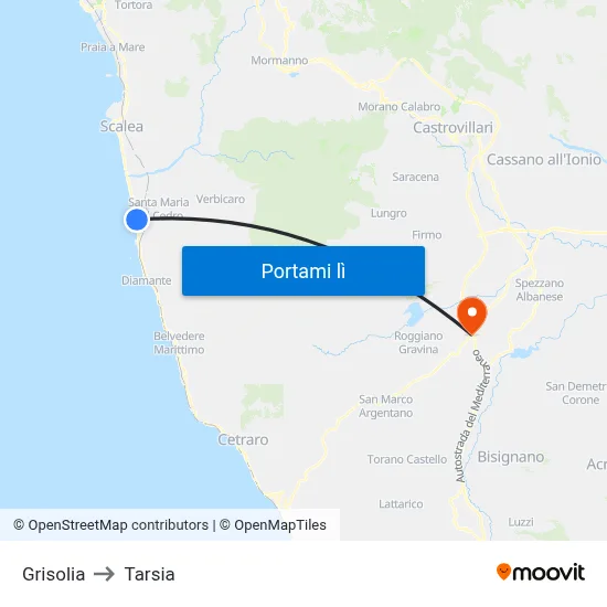 Grisolia to Tarsia map