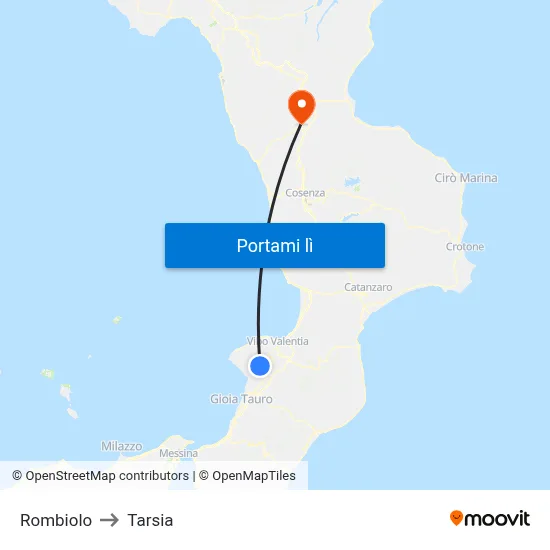 Rombiolo to Tarsia map