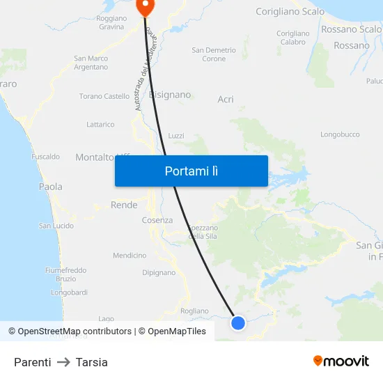 Parenti to Tarsia map