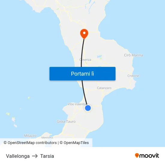 Vallelonga to Tarsia map