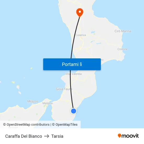 Caraffa Del Bianco to Tarsia map