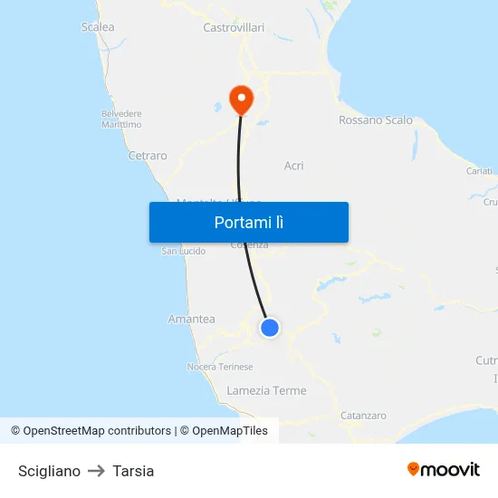 Scigliano to Tarsia map
