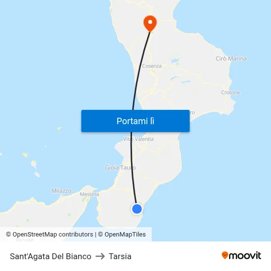 Sant'Agata Del Bianco to Tarsia map