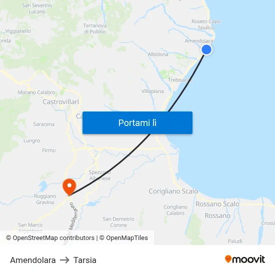 Amendolara to Tarsia map