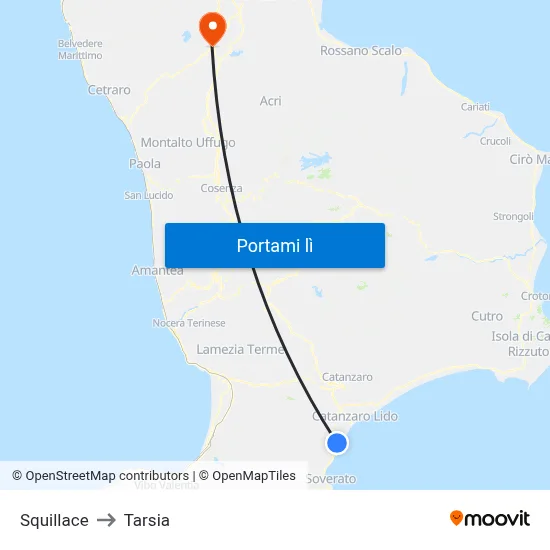 Squillace to Tarsia map
