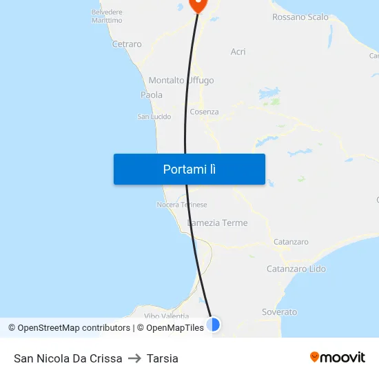 San Nicola Da Crissa to Tarsia map
