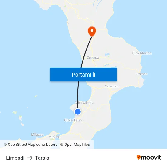 Limbadi to Tarsia map