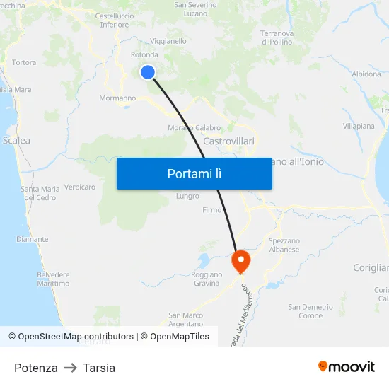 Potenza to Tarsia map