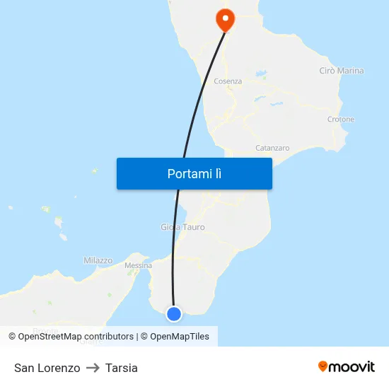 San Lorenzo to Tarsia map