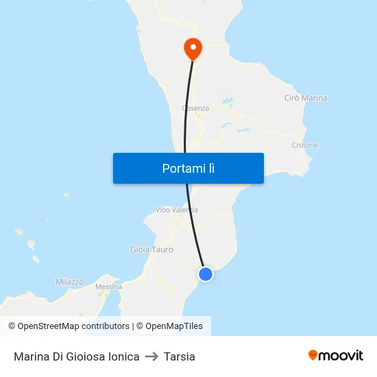 Marina Di Gioiosa Ionica to Tarsia map