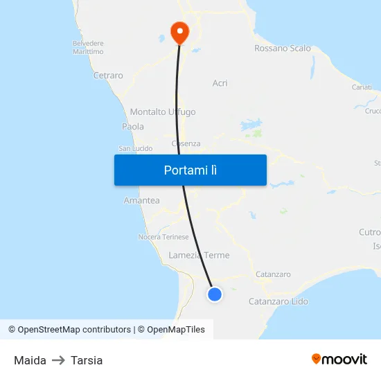 Maida to Tarsia map