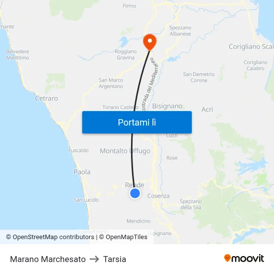 Marano Marchesato to Tarsia map
