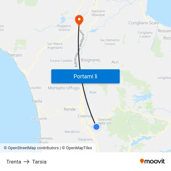 Trenta to Tarsia map