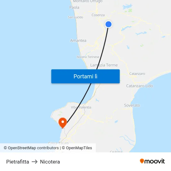 Pietrafitta to Nicotera map