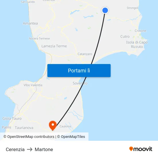 Cerenzia to Martone map